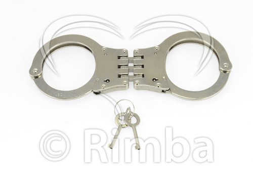 Steel police hand cuffs. hinged. 340 gram. - Steel police hand cuffs