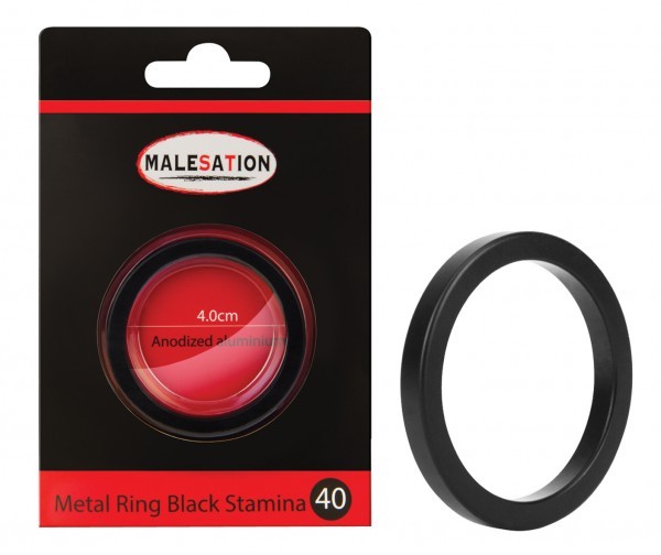 MALESATION Metal Ring Black Stamina 40 - Metal Ring