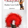 FF FEATHER LOVE CUFFS RED - αυτές οι στενές χειροπέδες κρατούν τον εραστή σας άνετα περιορισμένο.