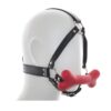 Hound Bone Gag Head Harness Red - Μάσκα με φίμωτρο σε σχέδιο κόκκαλο σκύλου.