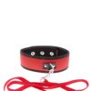 GP COLLAR AND LEASH RED - Κολλάρο bdsm με τύπου δέρματινή επιφάνεια και velcro λουρί