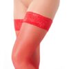 TEXTILE RED HOLD-UP STOCKINGS - FISHNET HOLD-UP STOCKINGS