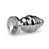 METAL PLUG RIBBED SILVER/CLEAR -