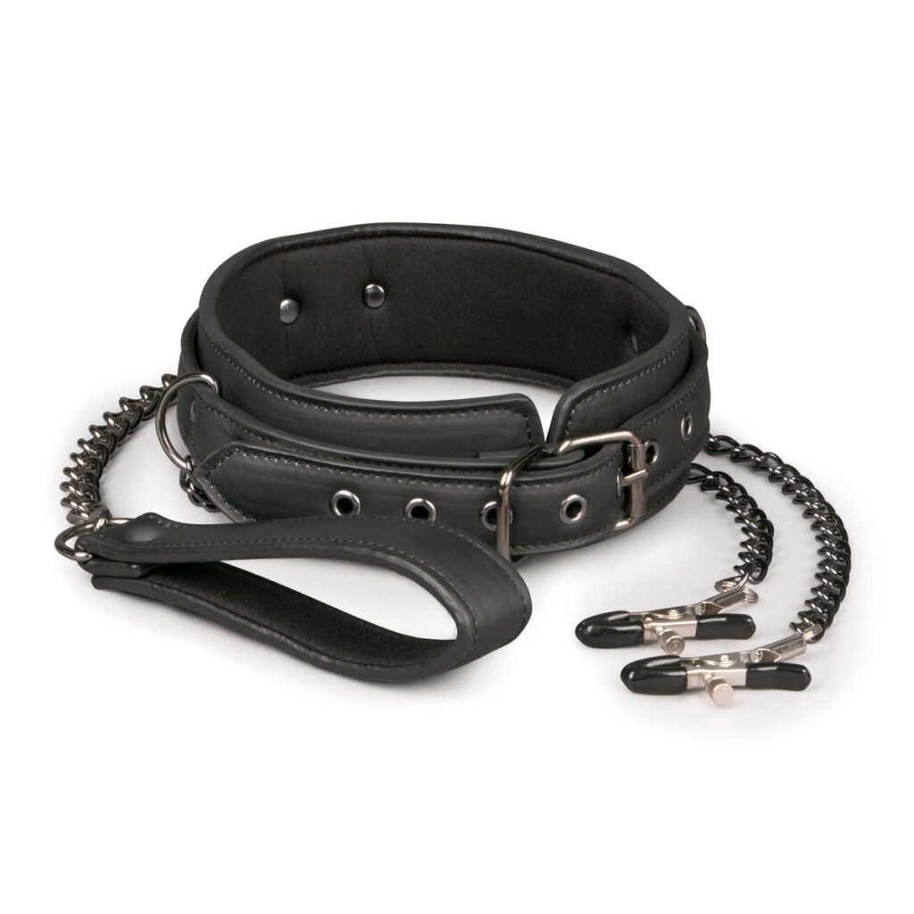 E.T. LEATHER COLLAR W. NIPPLE CHAINS -