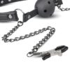 E.T. OPEN BALL GAG W. NIPPLE CLAMPS -