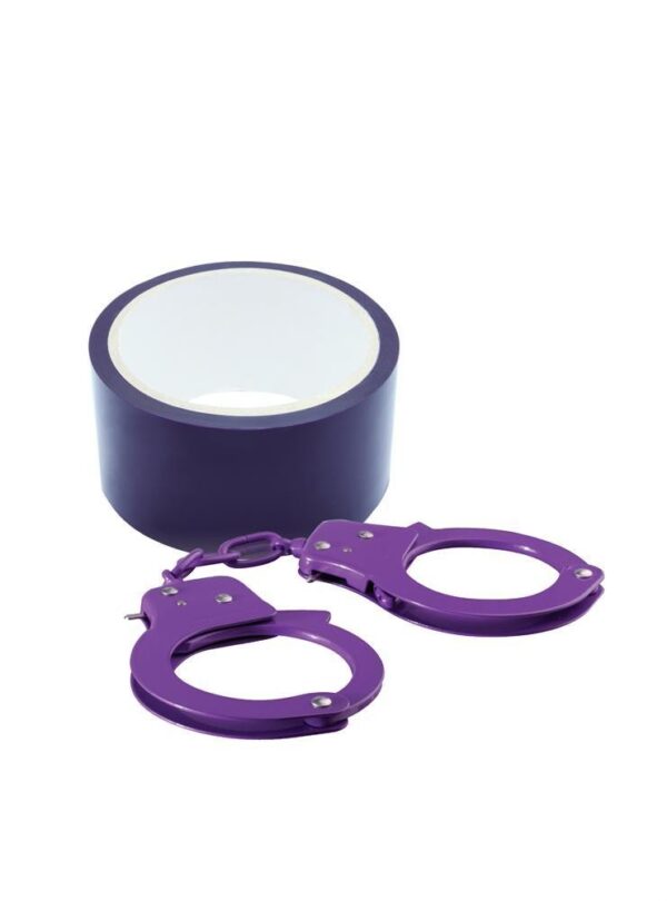 BONDX PURPLE METAL CUFFS AND RIBBON -