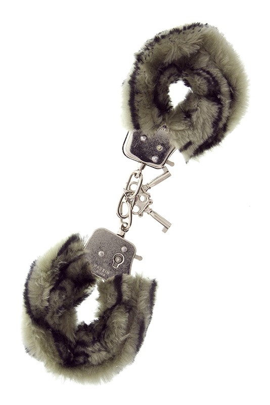 ZEBRA METAL HANDCUFF W. PLUSH -