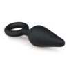 E.T. BLACK BUTTPLUG W. PULL RING - S -