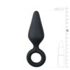 E.T. BLACK BUTTPLUG W. PULL RING - L -