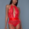 OPHELIA LACE GARTER BODYSUIT RED XL -