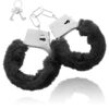 OHMAMA BLACK FUR COVERED METAL CUFFS -