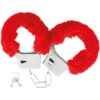 OHMAMA RED FUR COVERED METAL CUFFS -