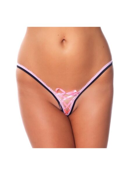 AMORABLE - BLACK/PINK G-STRING W. LACE OS (1328) -