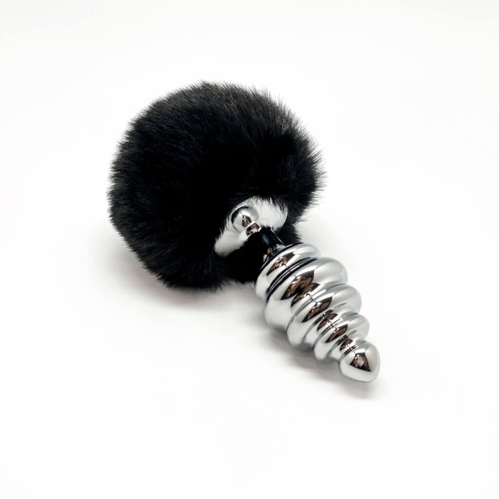 ALIVE TWIST METAL FLUFFY PLUG L BLACK -