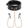 BEGME BLACK COLLAR W. NIPPLE CLAMPS VEGAN LEATHER -