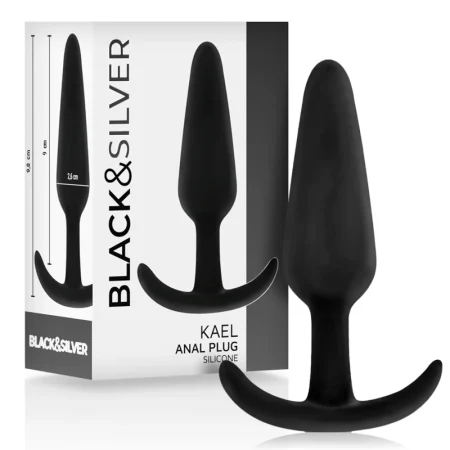 BLACK&SILVER - KAEL SILICONE ANAL PLUG WITH MEDIUM HANDLE