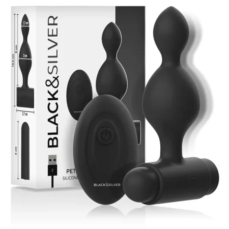 BLACK&SILVER - TUCKER SMALL SILICONE ANAL PLUG REMOTE CONTROL