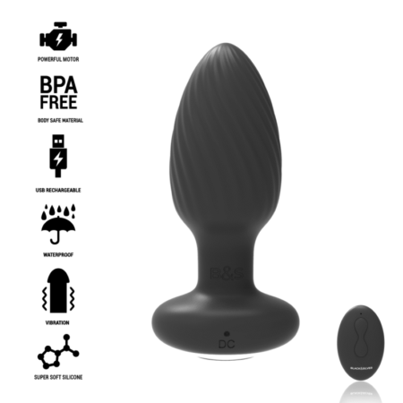 BLACK&SILVER - WELLS PLUG SILICONE ANAL ROTATOR REMOTE CONTROL