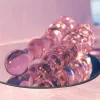 GLAZE GLASS ROSEBUD BEADED DILDO