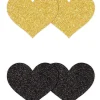 PRETTY PASTIES GLITTER HEARTS BLACK GOLD 2 PAIR