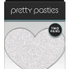 PRETTY PASTIES GLITTER HEARTS RED SILVER 2 PAIR