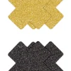 PRETTY PASTIES GLITTER CROSS BLACK GOLD 2 PAIR