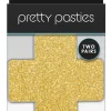 PRETTY PASTIES GLITTER CROSS BLACK GOLD 2 PAIR