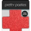 PRETTY PASTIES GLITTER CROSS RED SILVER 2 PAIR