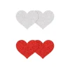 PRETTY PASTIES GLITTER HEARTS RED SILVER 2 PAIR