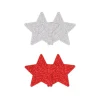 PRETTY PASTIES GLITTER STARS RED SILVER 2 PAIR