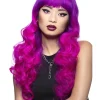 Manic Panic® Fuchsia Passion™ Siren Wig, Long Curled Ends with Fringe, Heat Styleable