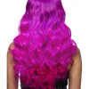 Manic Panic® Fuchsia Passion™ Siren Wig, Long Curled Ends with Fringe, Heat Styleable