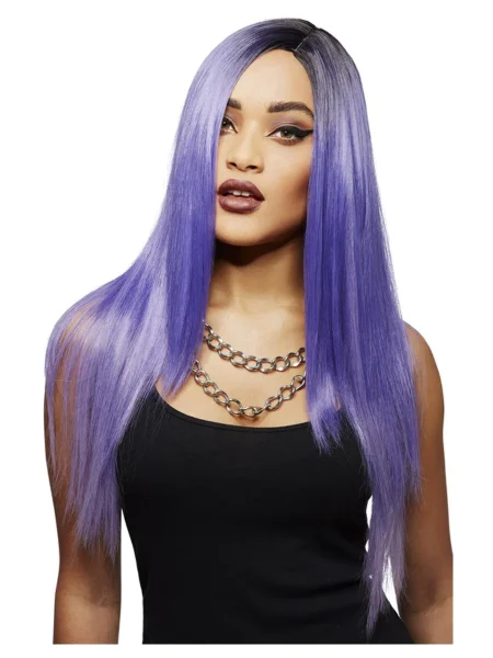 Manic Panic® Amethyst Ombre™ Super Vixen Wig, Long Straight with Side Parting, Heat Styleable