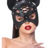 Fever Black Mock Leather Cat Mask