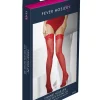 Fishnet Hold-Ups, Red, Lace Tops