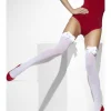 Opaque Hold-Ups, White, with White Bows