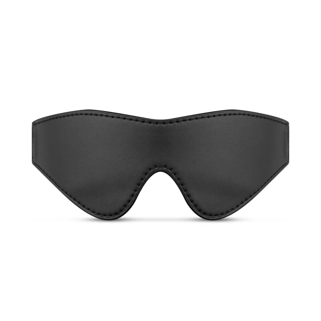 FAUX LEATHER BLINDFOLD BLACK - Bedroom Fantasies