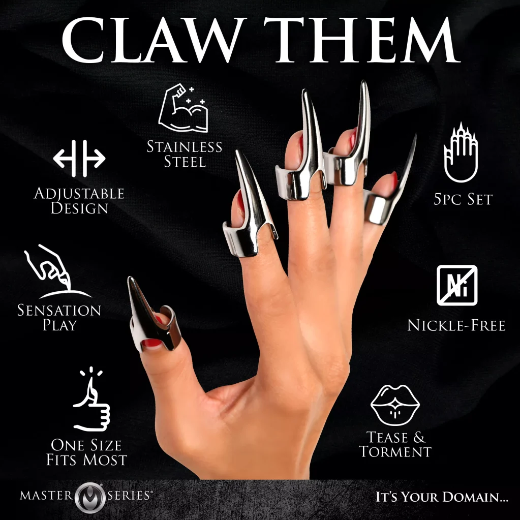 Five-Piece Sensation Claw Rings - Silver