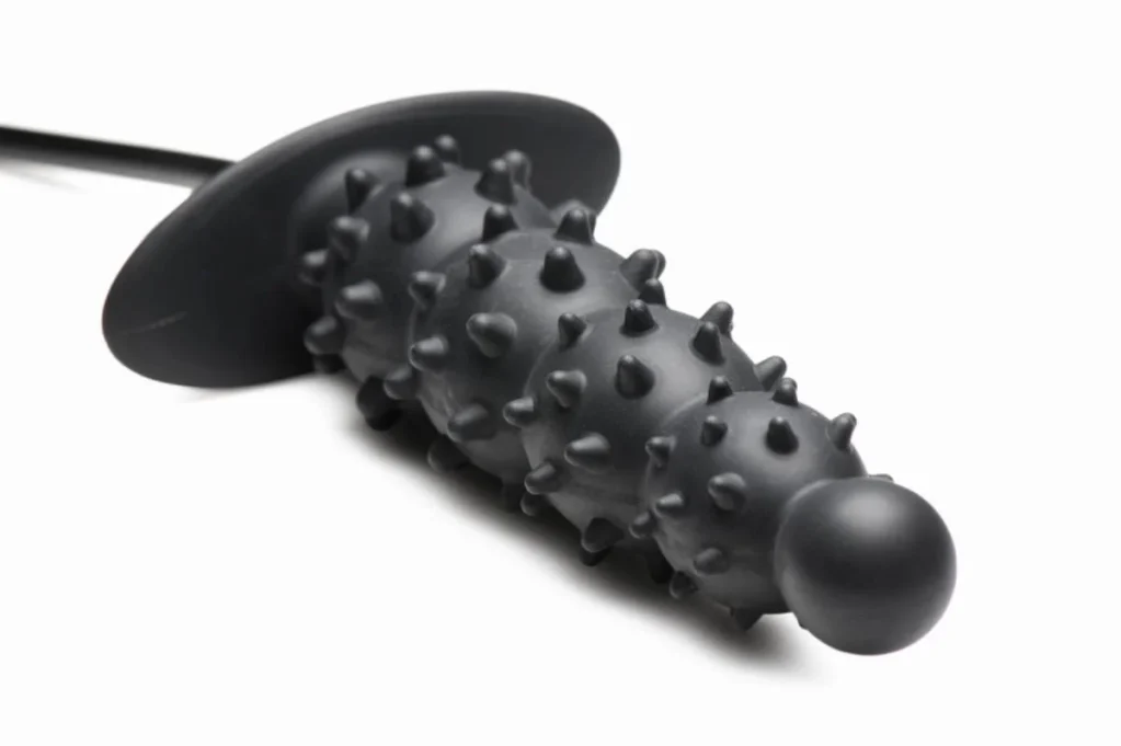 Ribbed Inflatable Anal Plug - Black