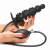 Ribbed Inflatable Anal Plug - Black