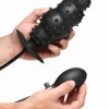 Ribbed Inflatable Anal Plug - Black