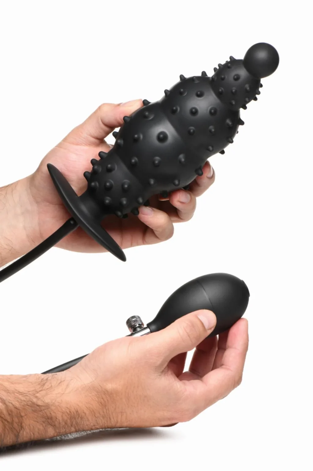 Ribbed Inflatable Anal Plug - Black