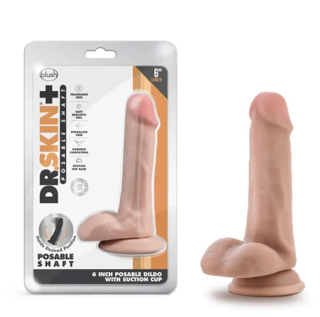 Ομοίωμα πέους DR SKIN Plus 6 Inch Posable Dildo With Balls Vanilla