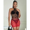 Φόρεμα δίχτυ SUBBLIME - 952242 RED AND BLACK DEGRADED ELASTIC FISHNET DRESS ONE SIZE