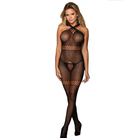 Ολόσωμο καλσόν SUBBLIME - 951948 FISHNET BODYSTOCKING WITH CROSSED NECK STRAPS BLACK ONE SIZE