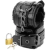 Ποδοπέδες DARKNESS - BLACK ADJUSTABLE LEATHER ANKLE CUFFS WITH PADLOCK