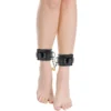 Ποδοπέδες DARKNESS - BLACK ADJUSTABLE LEATHER ANKLE CUFFS WITH PADLOCK