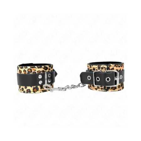 Δερμάτινες χειροπέδες KINK - LEOPARD REAL LEATHER WRIST RESTRAINT ADJUSTABLE 18-29 CM X 5.5 CM