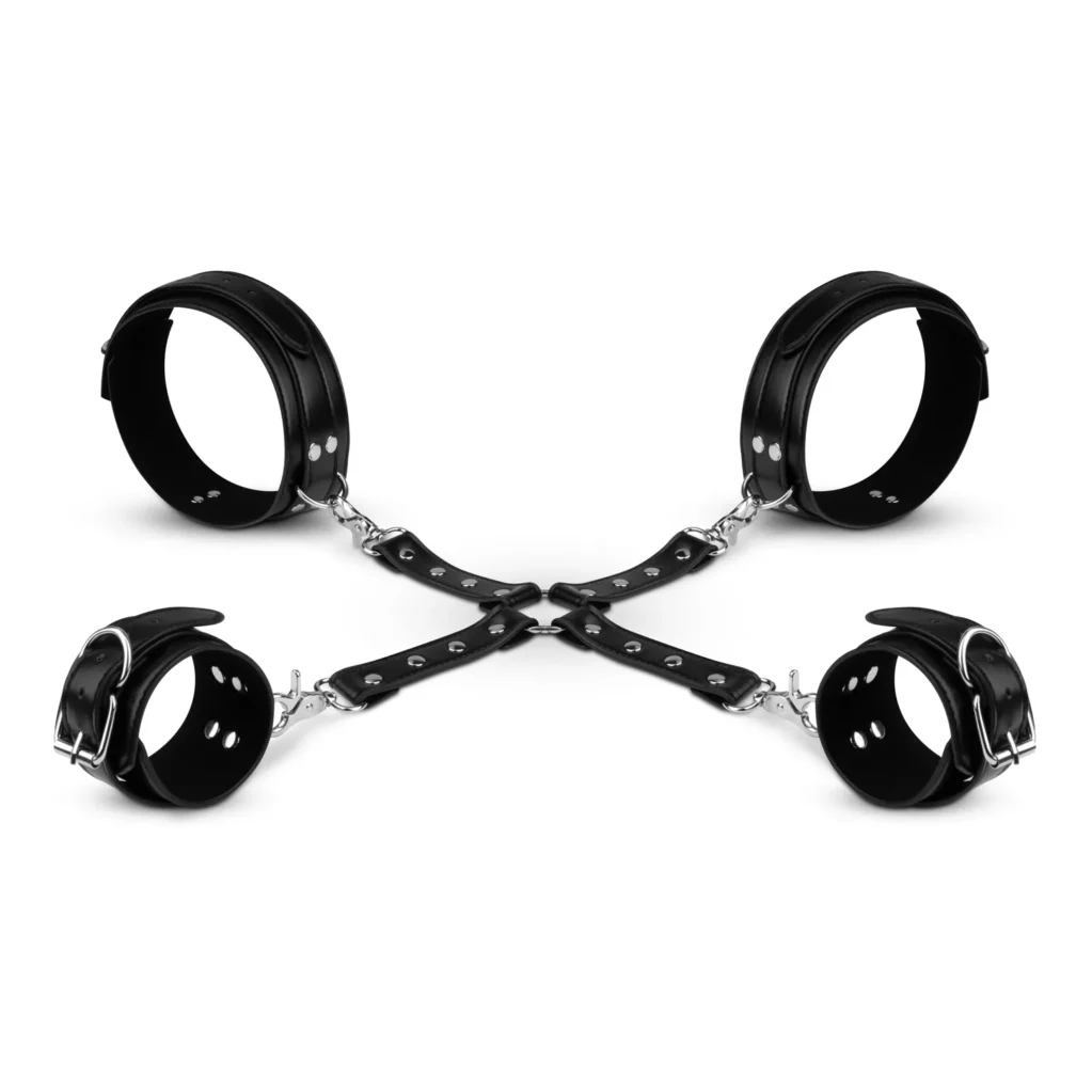 Σετ δεσίματος χεριών και ποδιών CUFFS & HOGTIE SET (THIGHS & WRISTS) BLACK Bedroom Fantasies