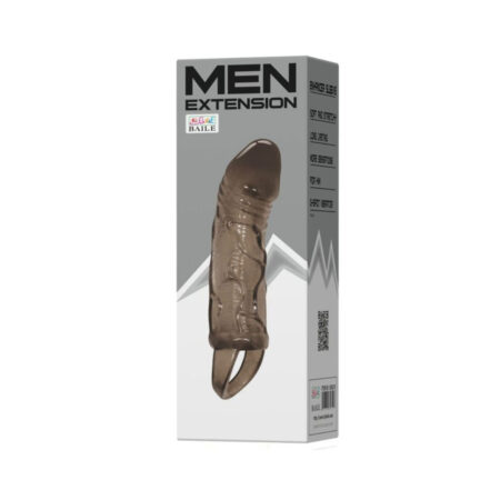 Προέκταση Πέους BAILE - PENIS EXTENDER COVER WITH STRAP FOR TESTICLES BLACK 13.5 CM